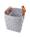 Handmade Woven Felt Two Set of Large Medium size Hamper laundry Toy Storage Basket with PU Handle